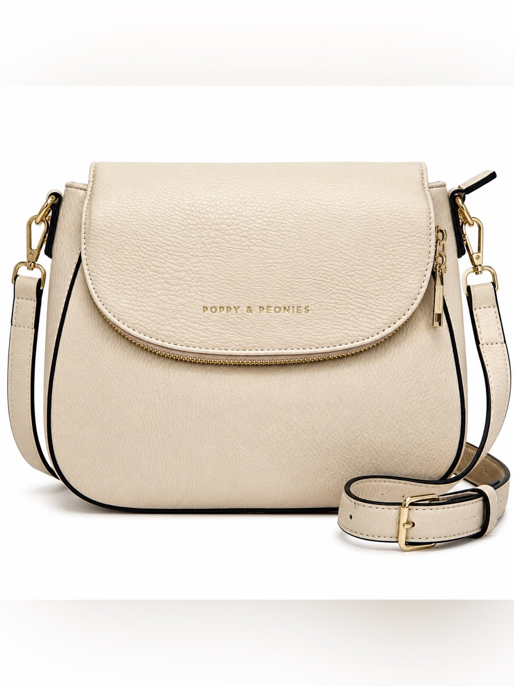 Poppy & Peonies Mini Downtown Cream Vegan Leather Crossbody Bag NWT